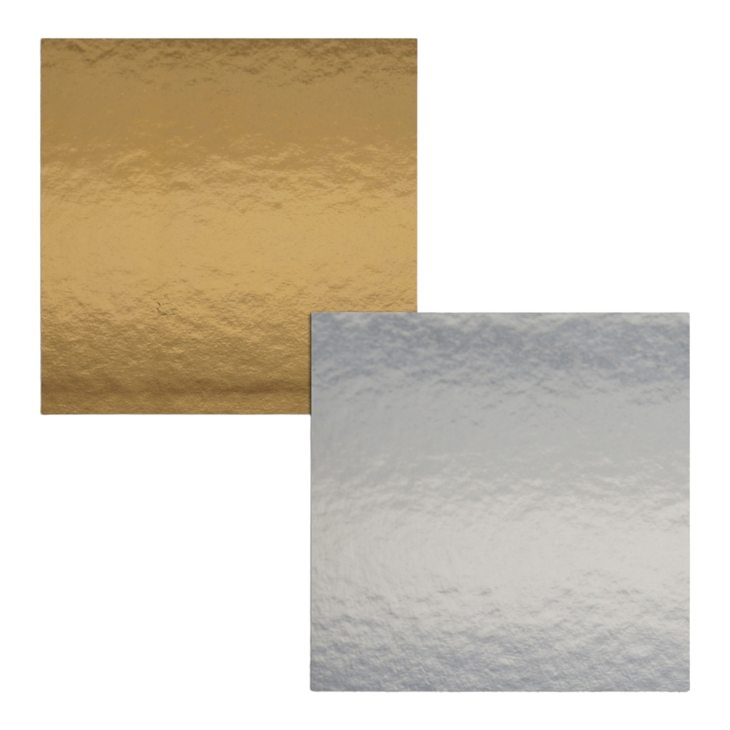 5 x Tortenuntersetzer zweiseitig - GOLD-SILBER spiegelnd - quadrat - 39x39 cm