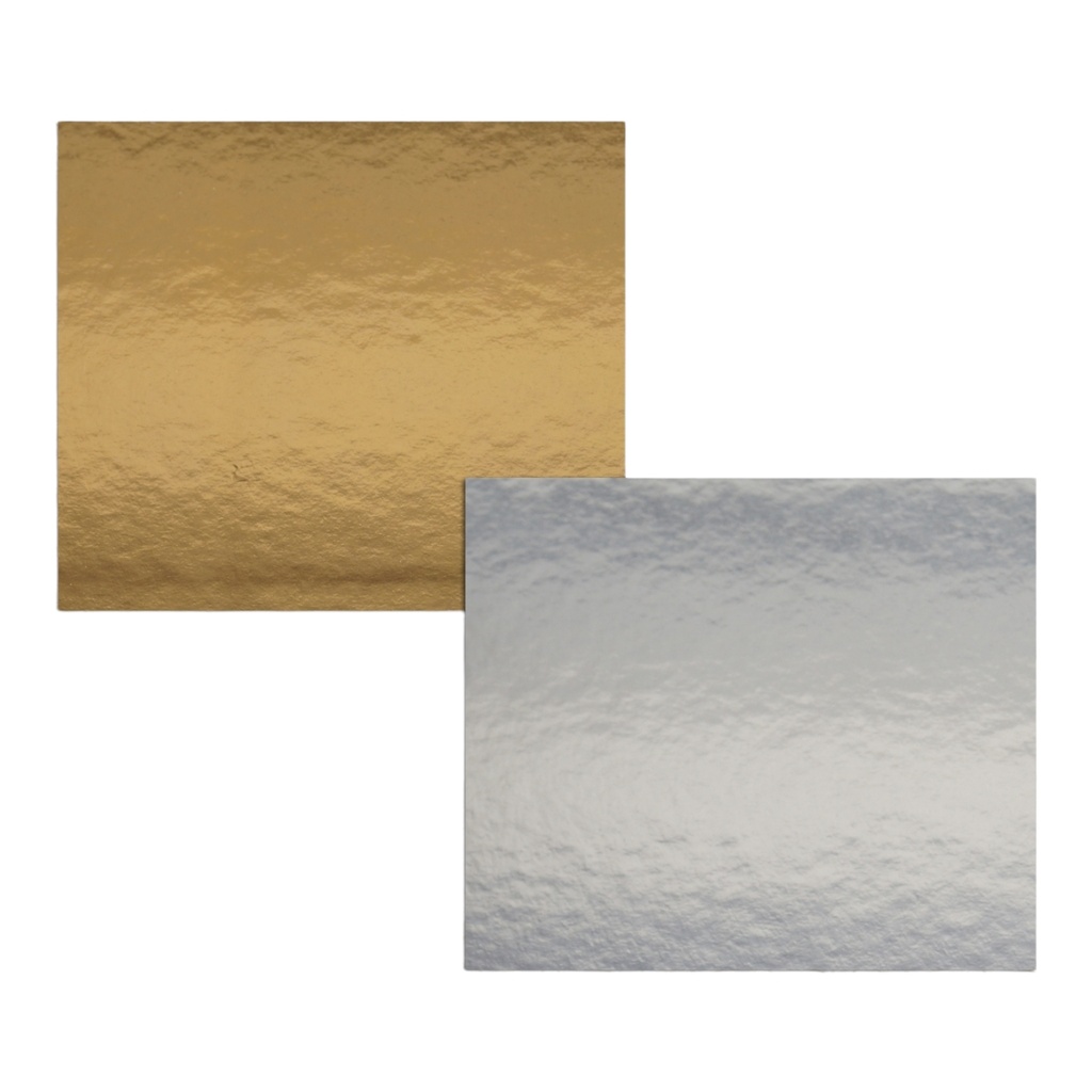 5 x Tortenuntersetzer zweiseitig - GOLD-SILBER spiegelnd - rechteck - 44x34 cm